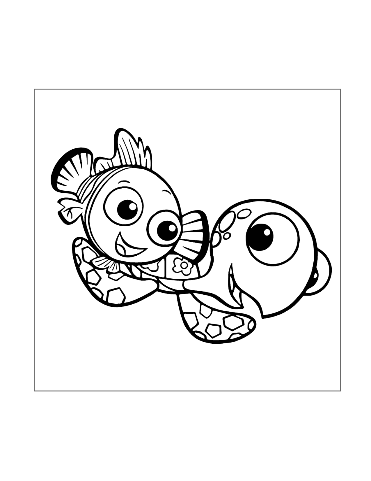 Nemo And Turtle Coloring Page