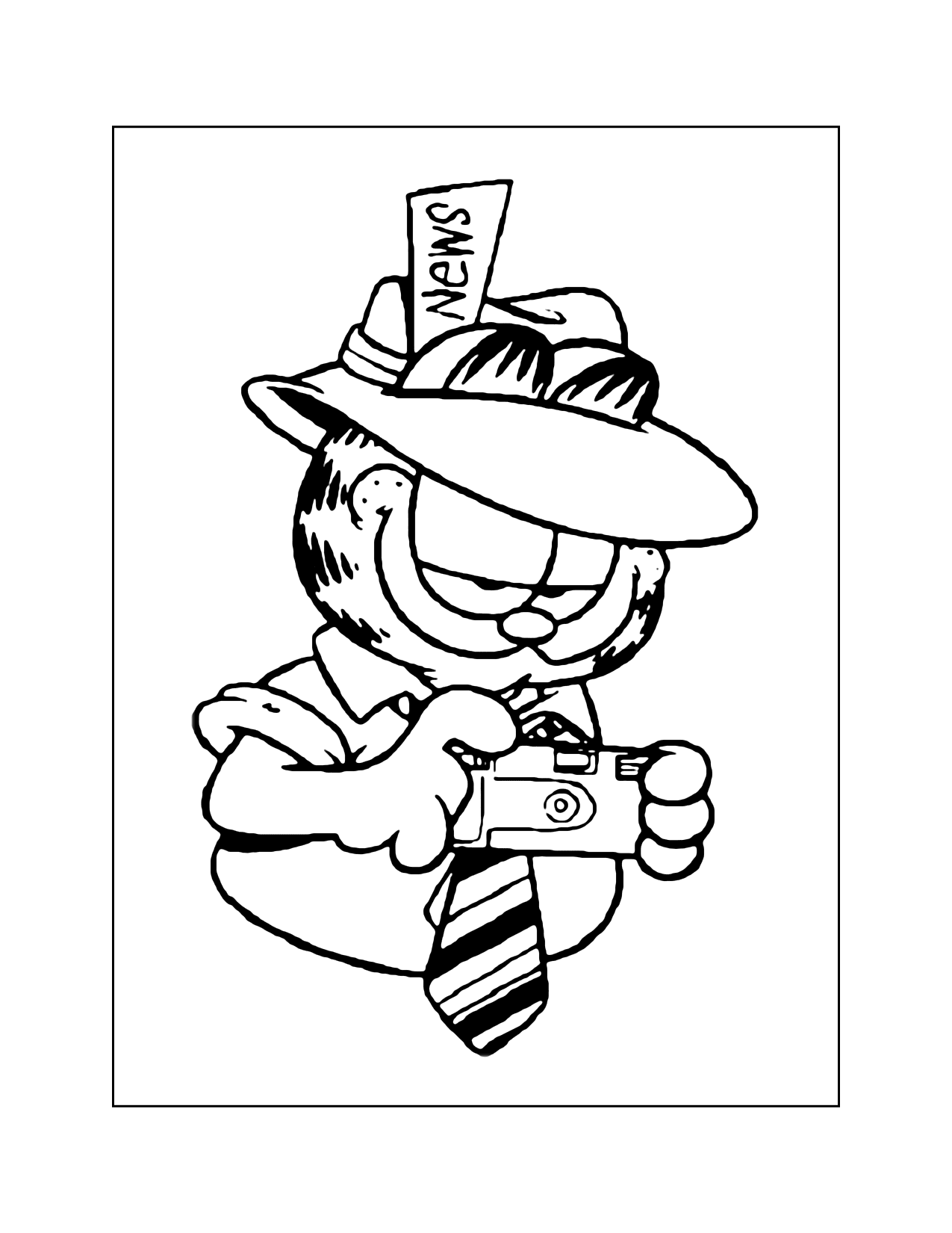News Reporter Garfield Coloring Page