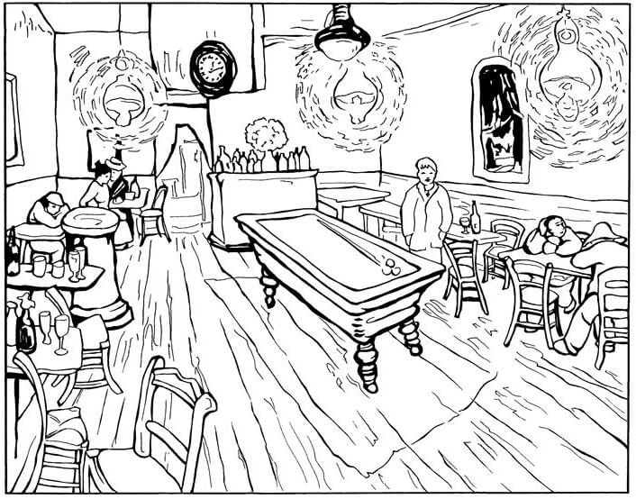 Night Cafe Van Gogh Coloring Pages