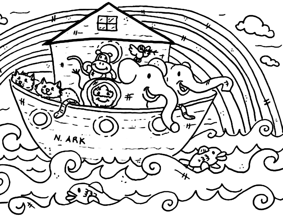 Noah In Great Flood Bible Coloring Page