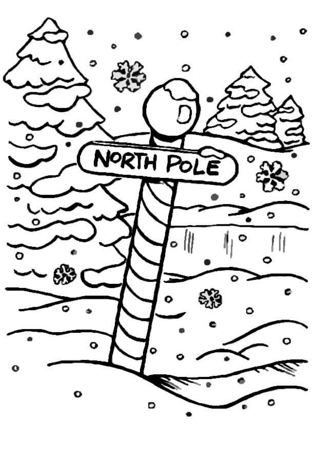 North Pole Christmas Coloing Page