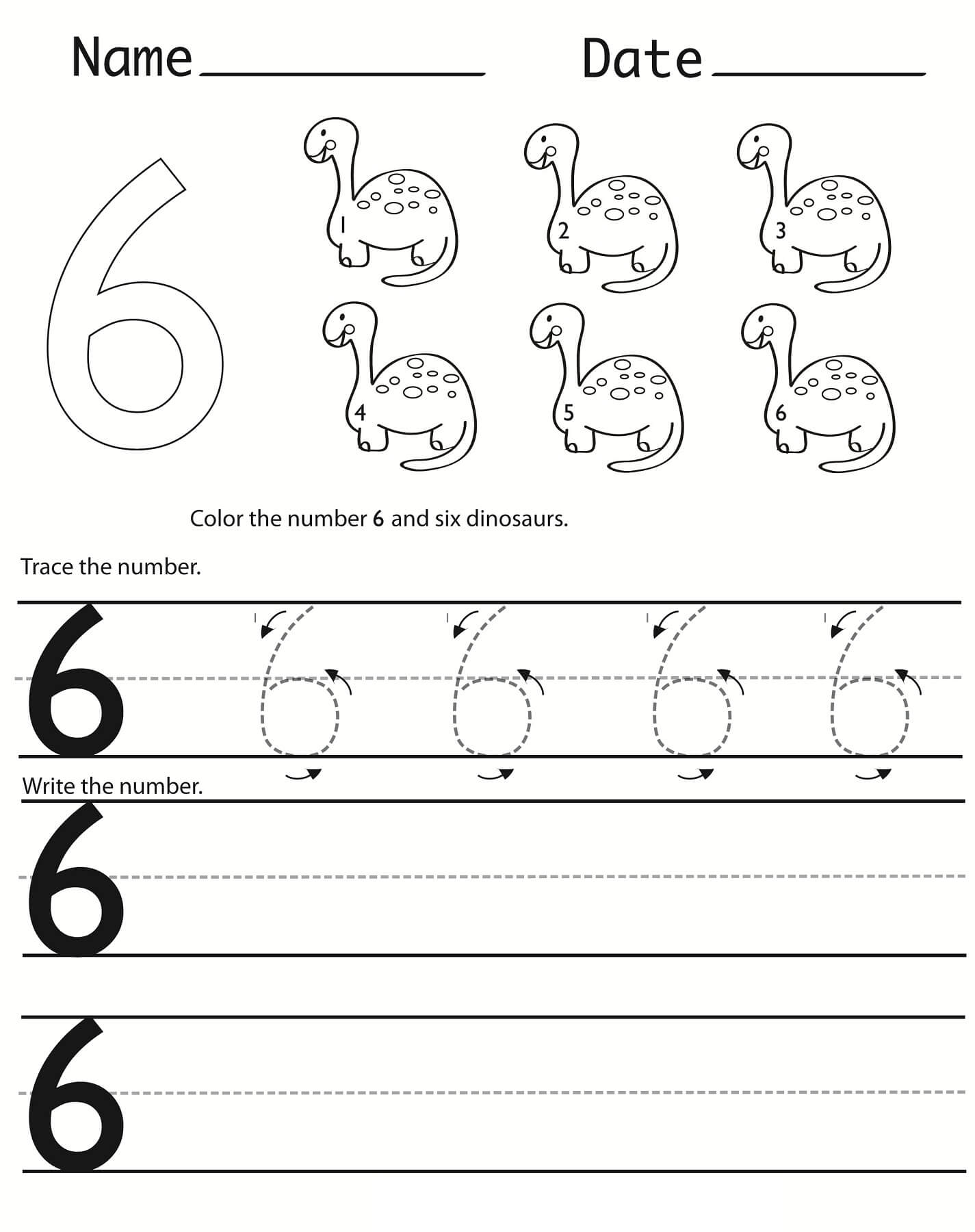 Number 6 Math Coloring Pages