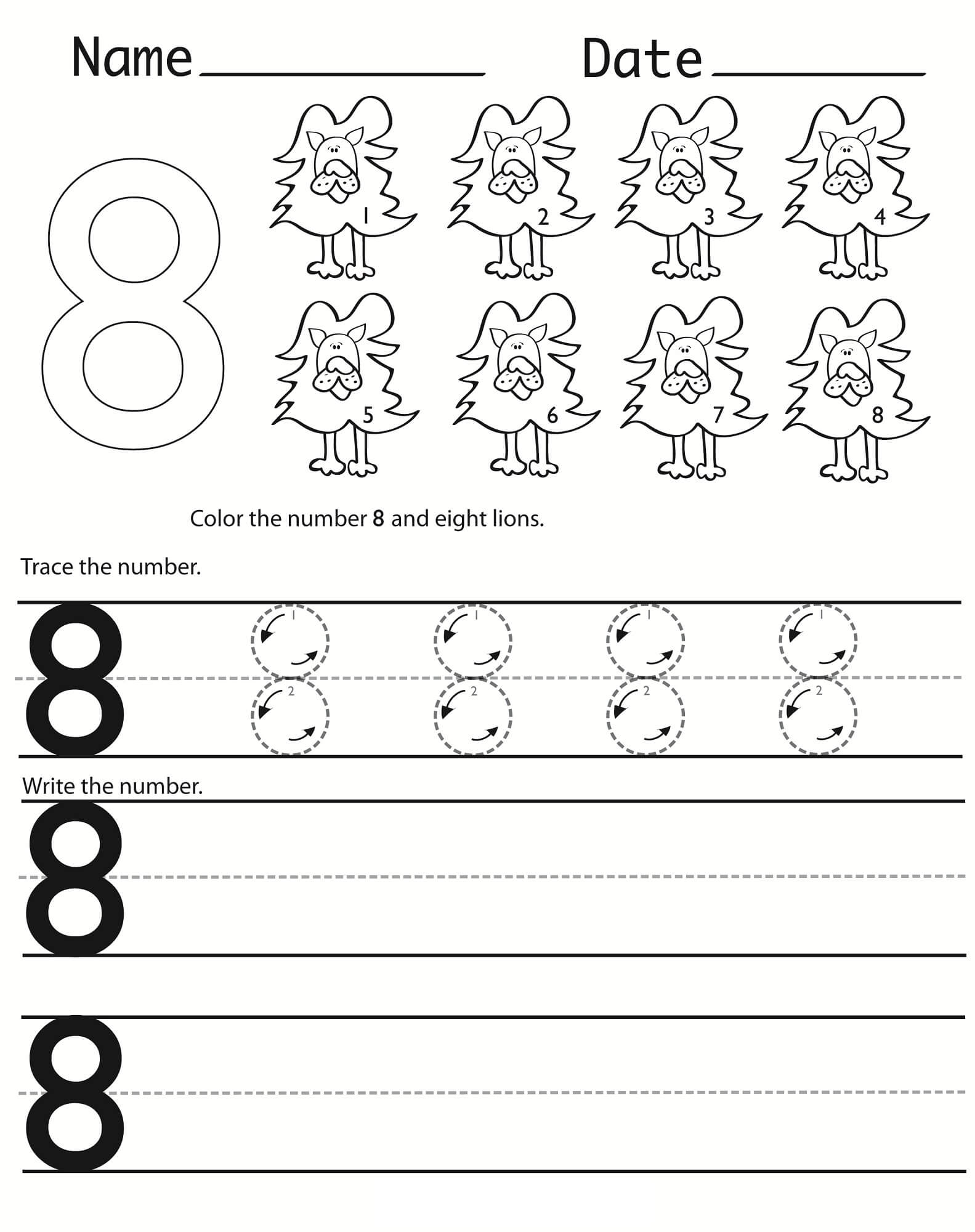 Number 8 Math Coloring Pages