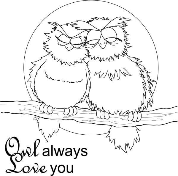 OWL always Love You - Valentines Day Coloring Pages