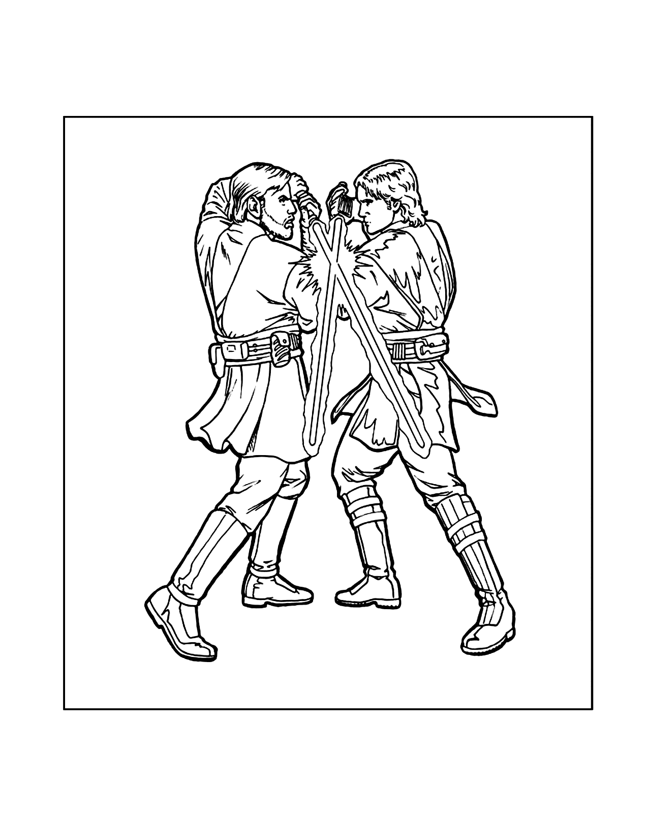 Obiwan And Anakin Fight Star Wars Coloring Page