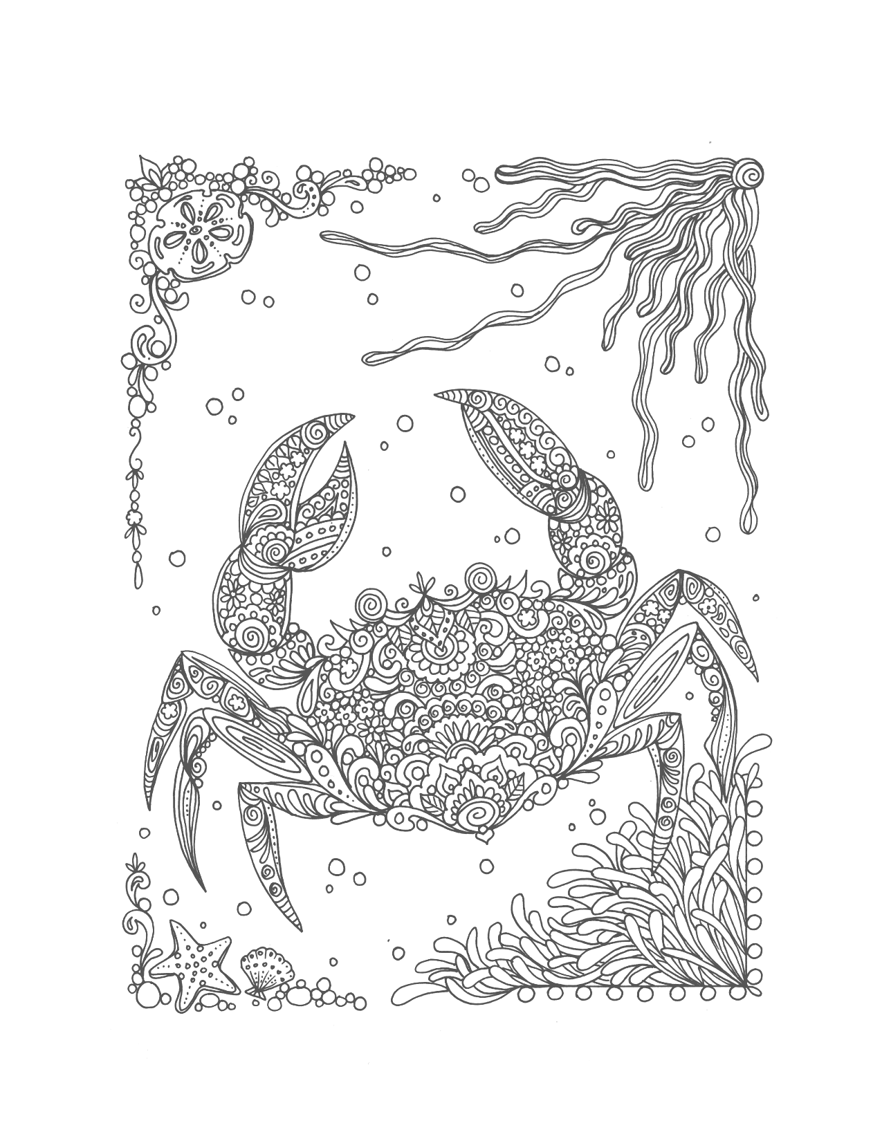 Ocean Crab Coloring Page For Adults