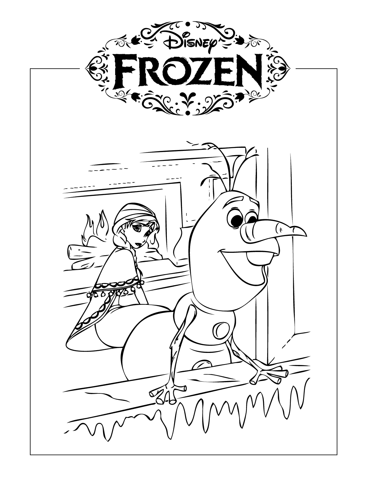 Olaf And Anna Coloring Page