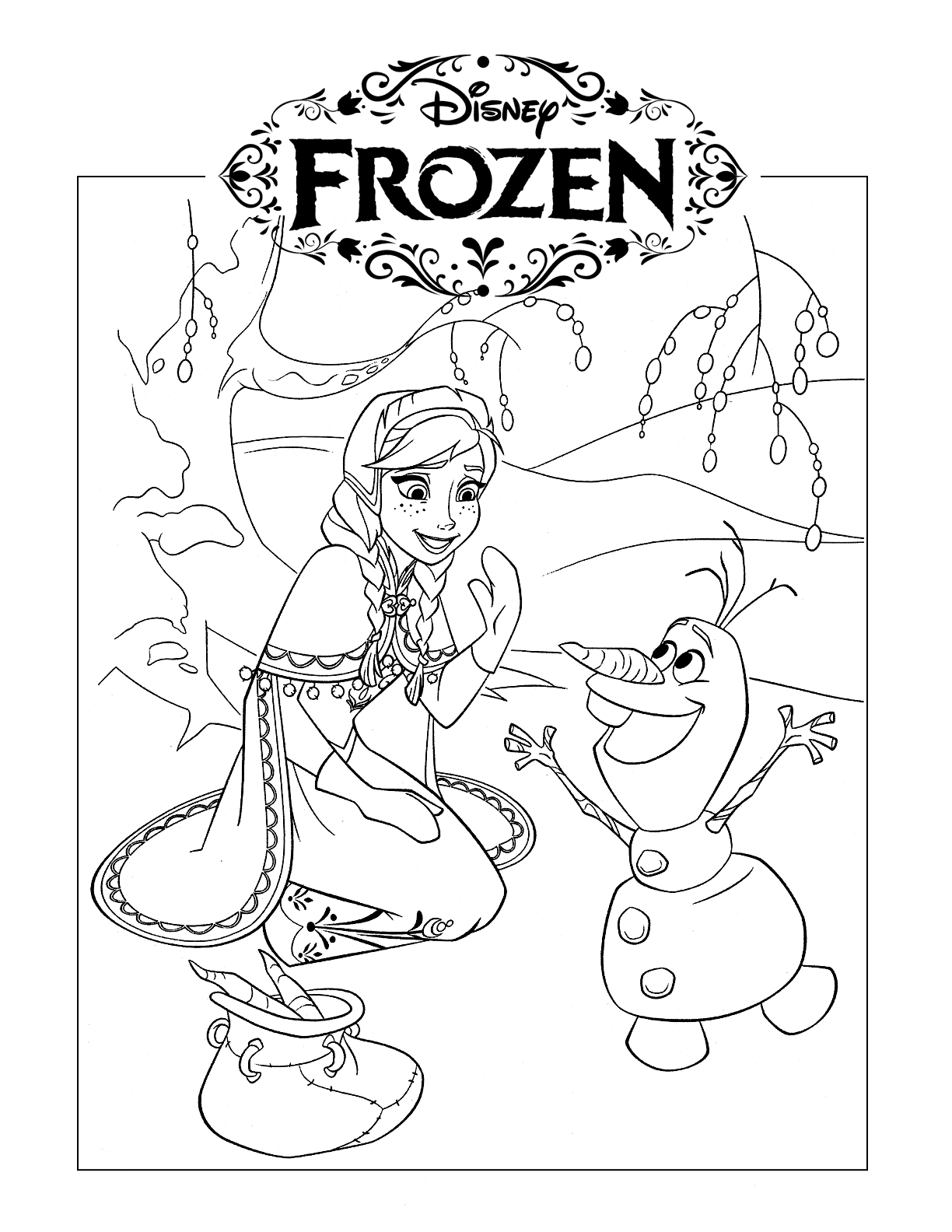 Olaf And Anna Coloring Pages