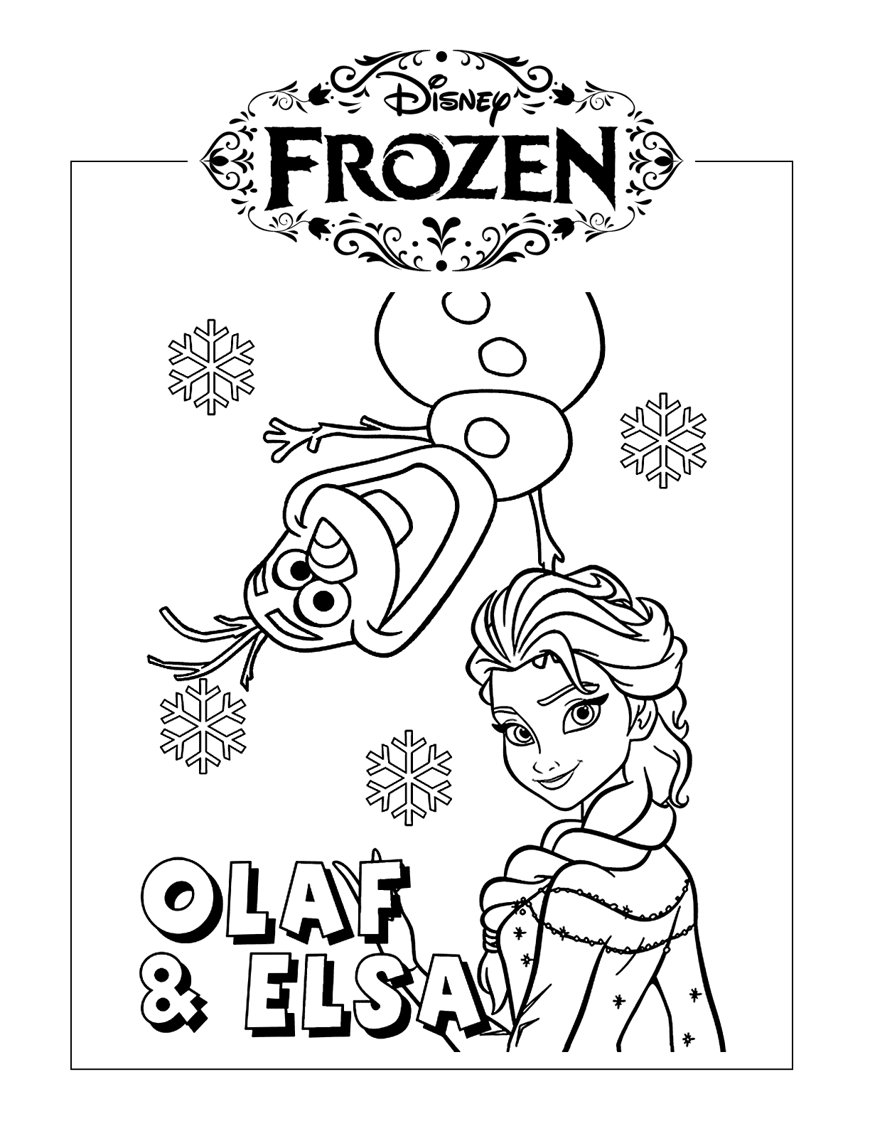 Olaf And Elsa Coloring Page