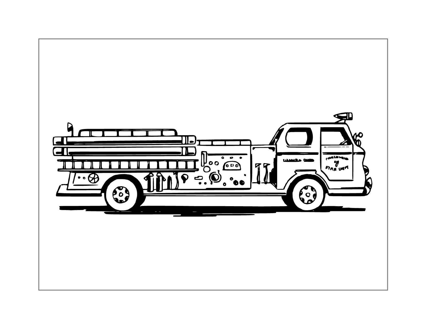 Old School Fire Truck Coloring Page