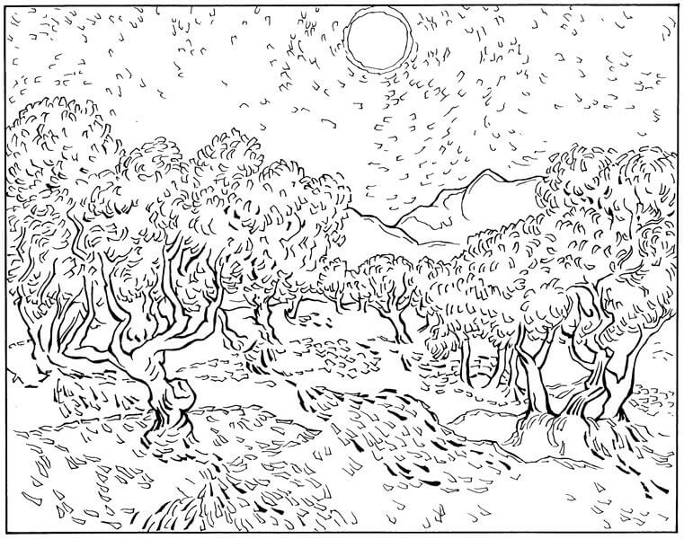 Olive Trees Van Gogh Coloring Pages