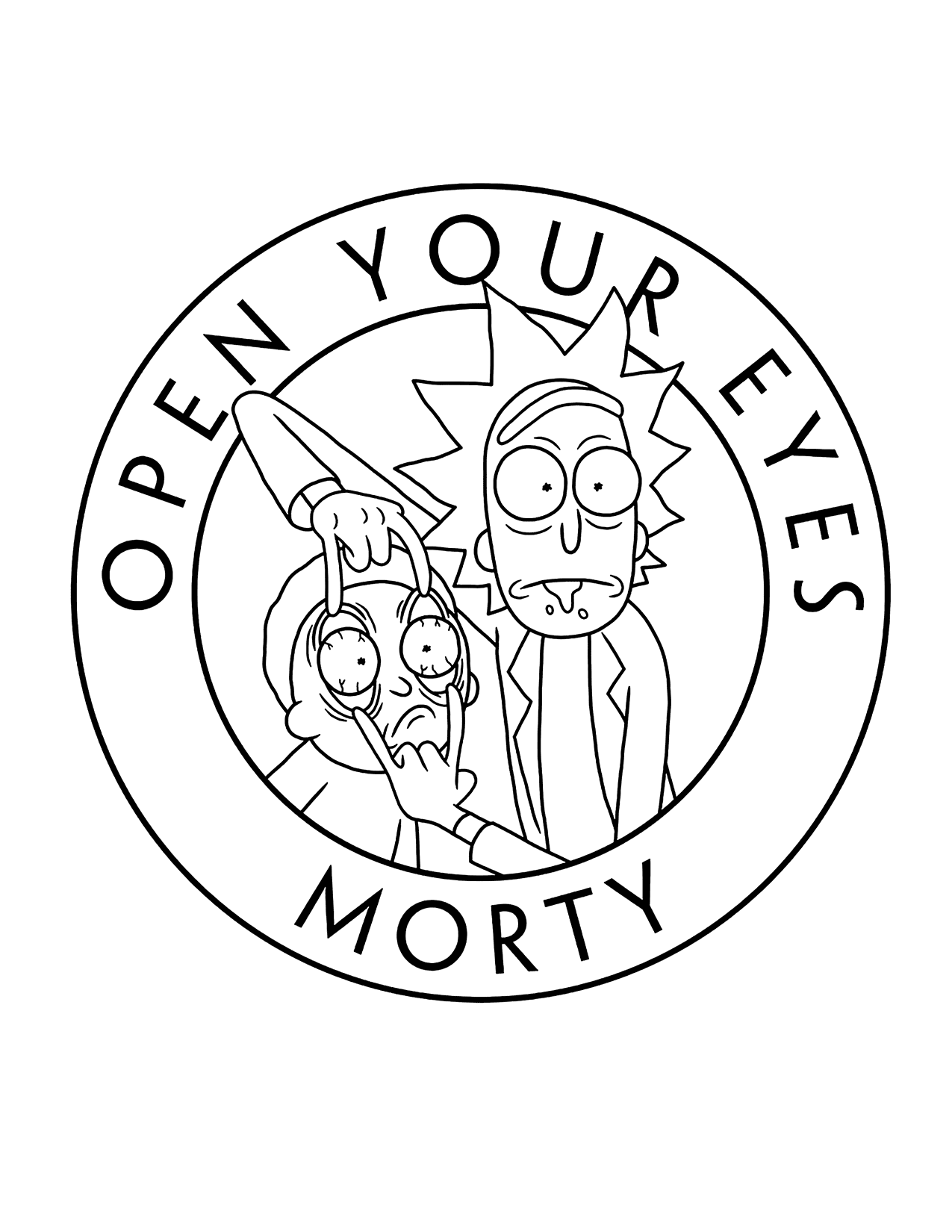 Open Your Eyes Morty Coloring Page