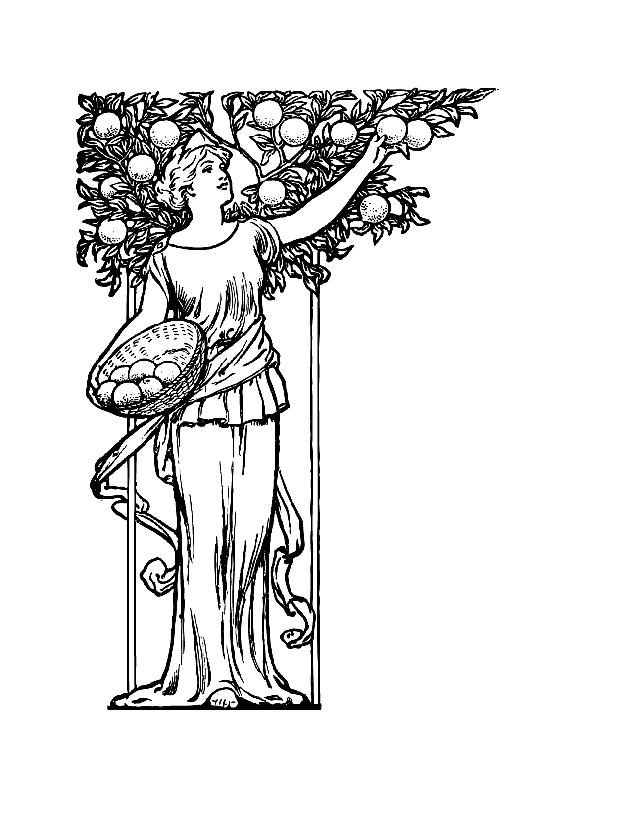 Orange Harvest Calligraphy Coloring Page