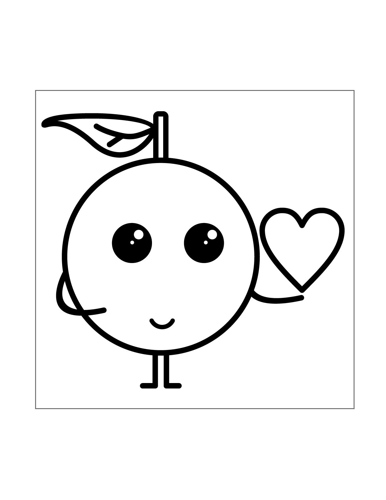 Orange With Heart Coloring Page