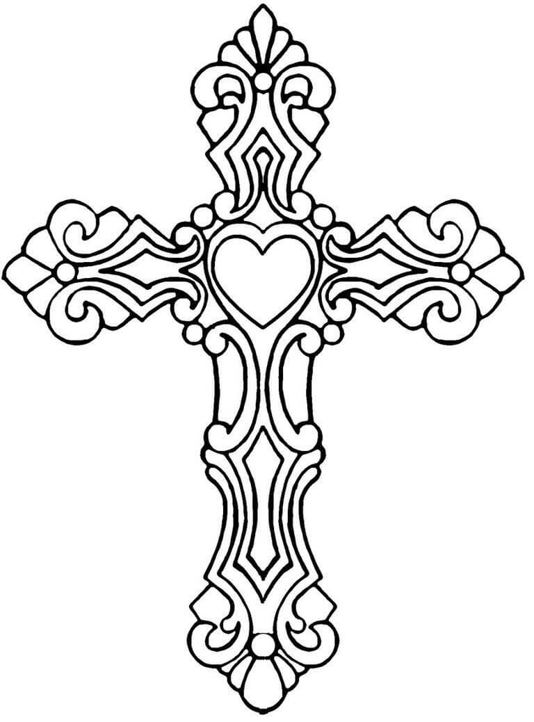 Ornate Cross Coloring Pages
