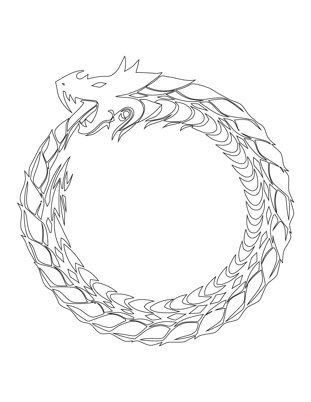 Ouroboros Snake Eating Tail Coloring Page