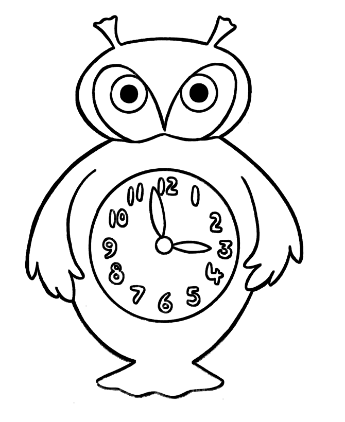 Owl Clock Coloring Pages