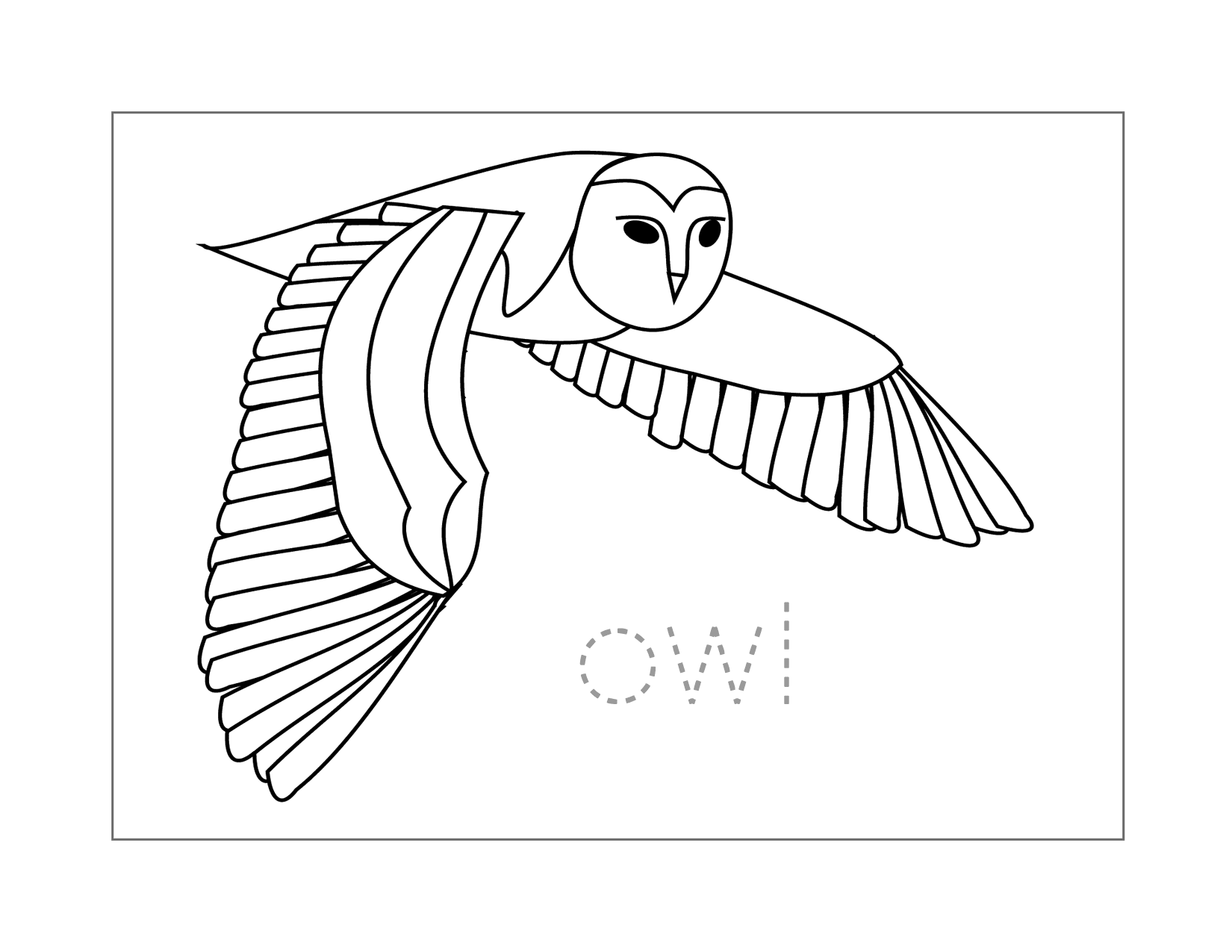 Owl Spelling Coloring Page