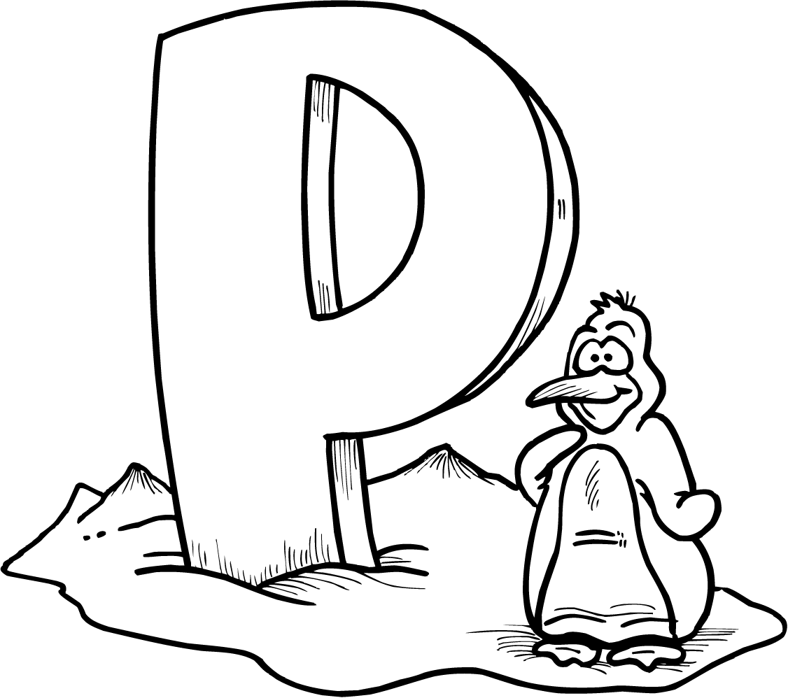 P is for Penguin Coloring Page