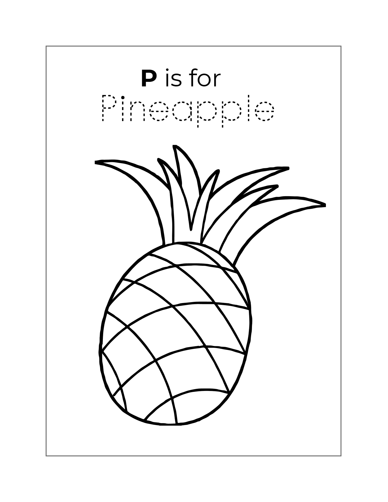 P Is For Pineapple Coloring Sheet