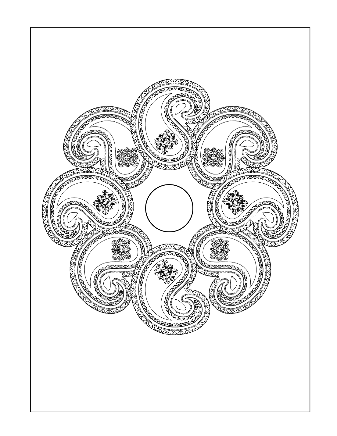 Paisley Mandala Coloring Page