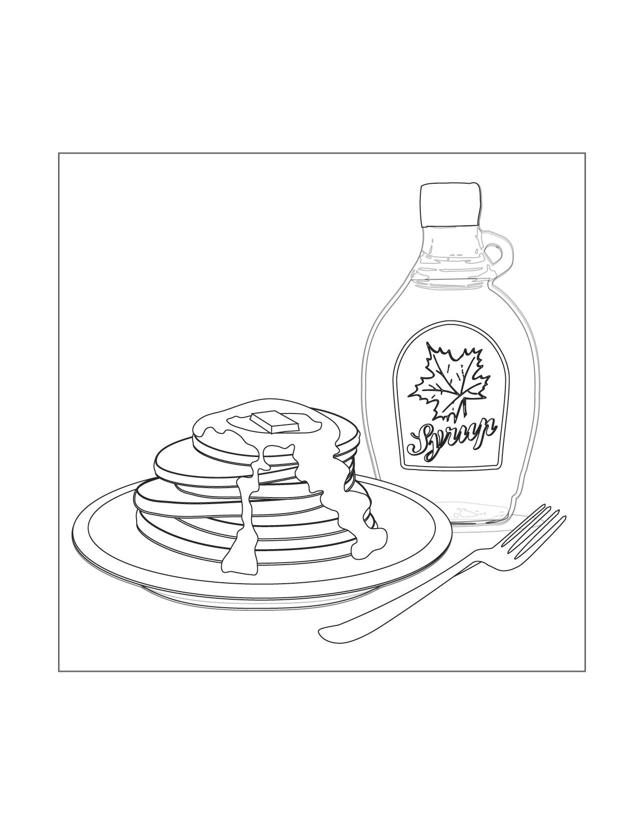 Pancakes And Maple Syrup Coloring Page