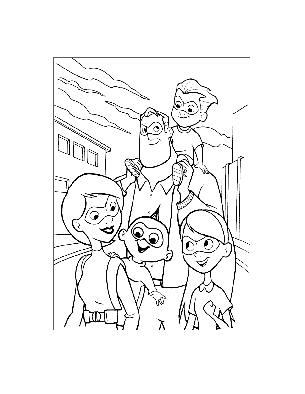 Parr Family Incredibles Coloring Page