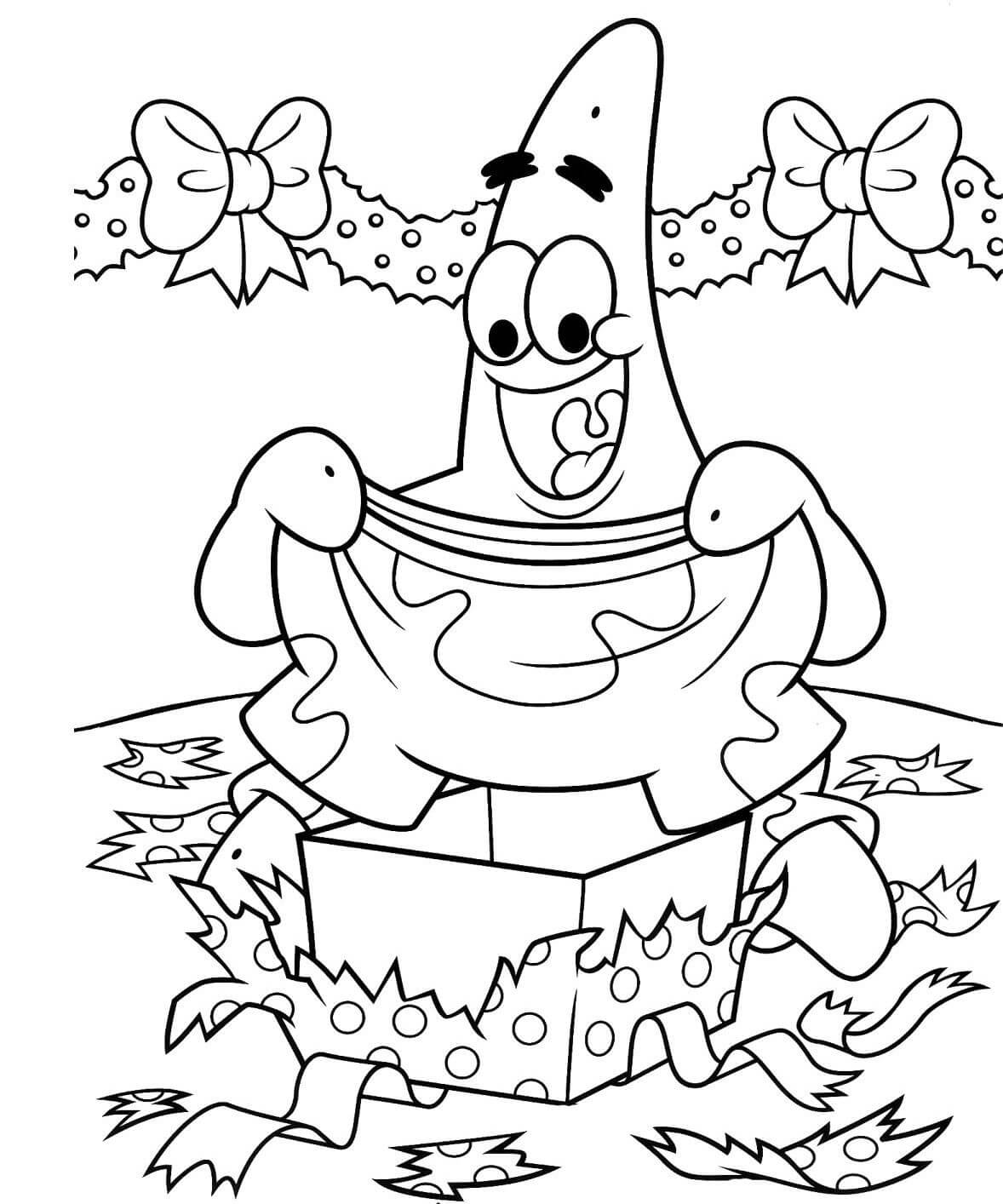 Patrick Gets A Present Coloring Page