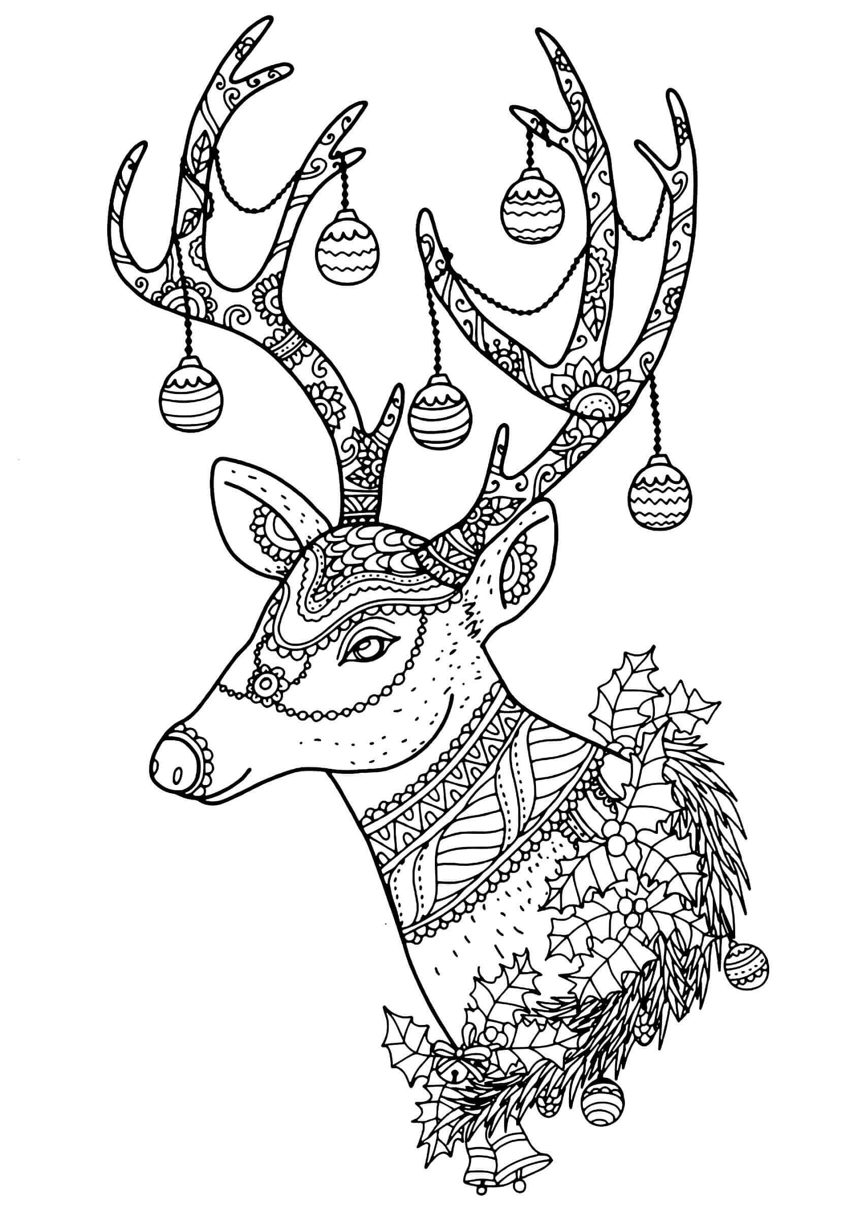 Pattern Reindeer Coloring Pages for Adults