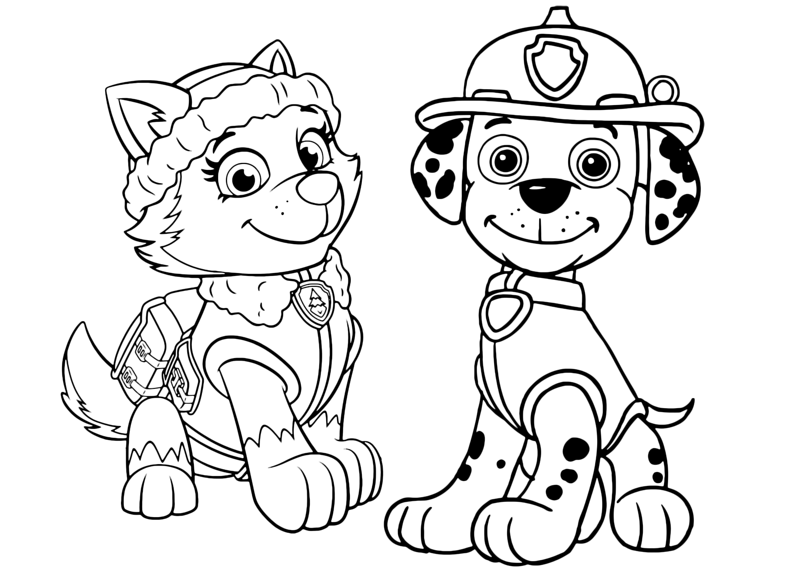 Paw Patrol Coloring Pages - Marshall and Everest