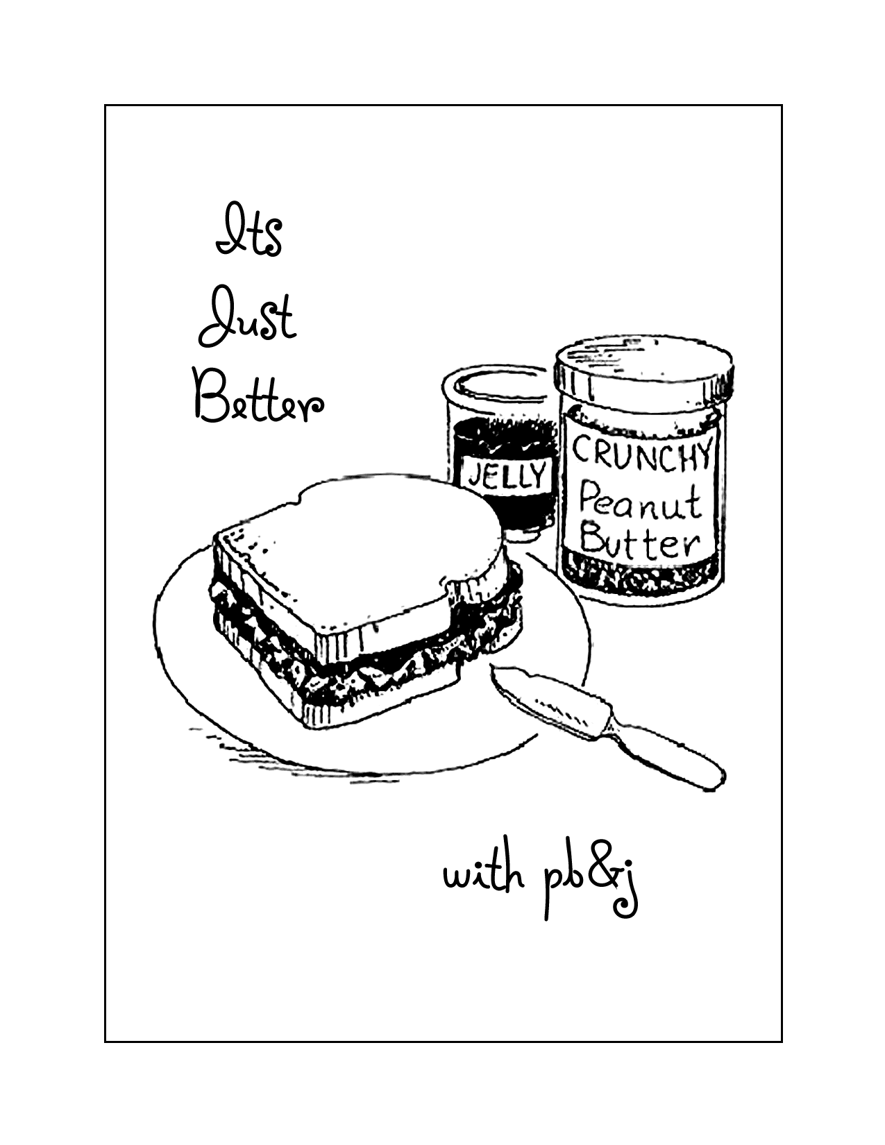Peanut Butter And Jelly Sandwich Coloring Page