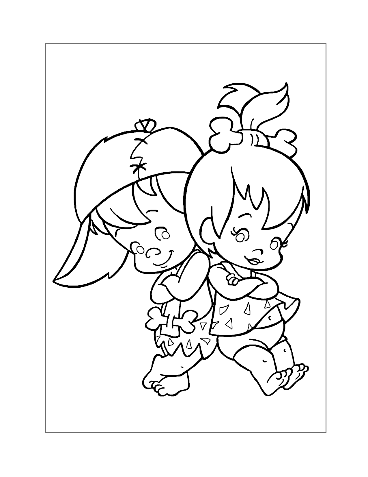 Pebbles And Bam Bam Coloring Page