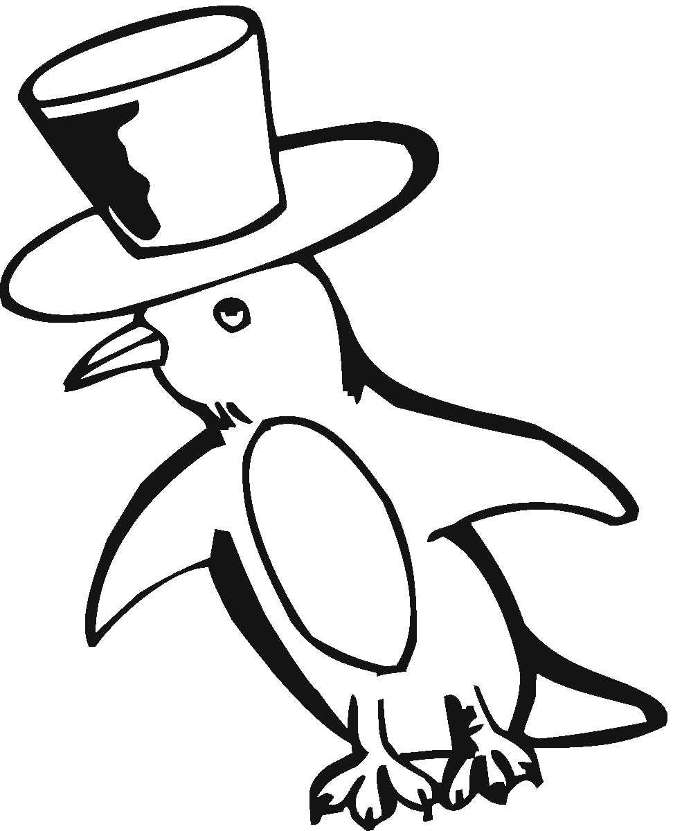 Penguin with Hat Coloring Page