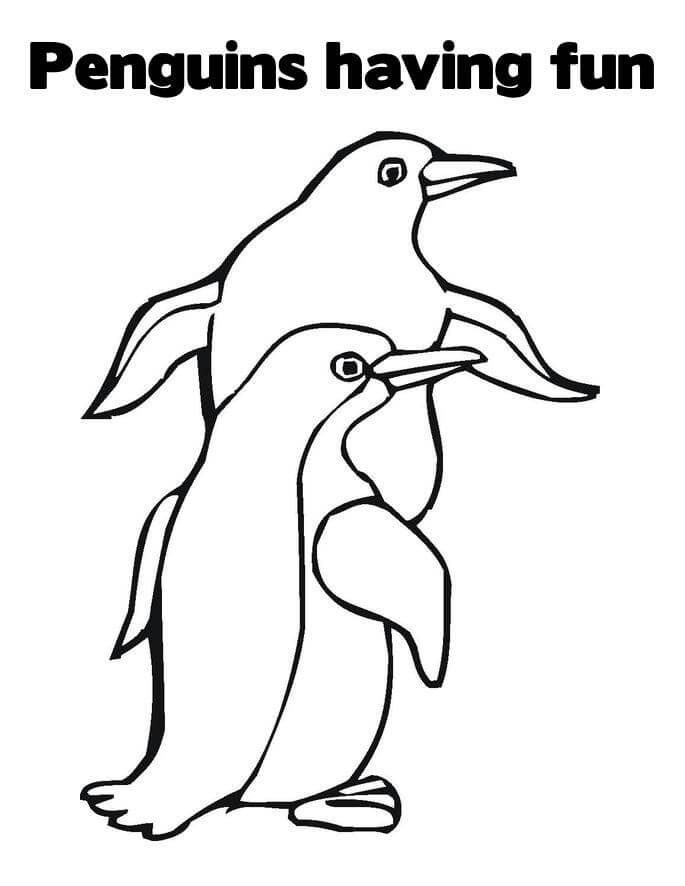 Penguins Having Fun Coloring Page
