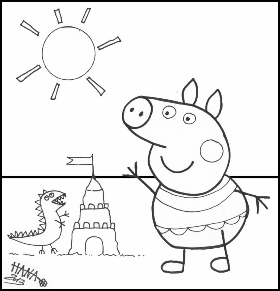 Peppa Pig Beach Coloring Pages