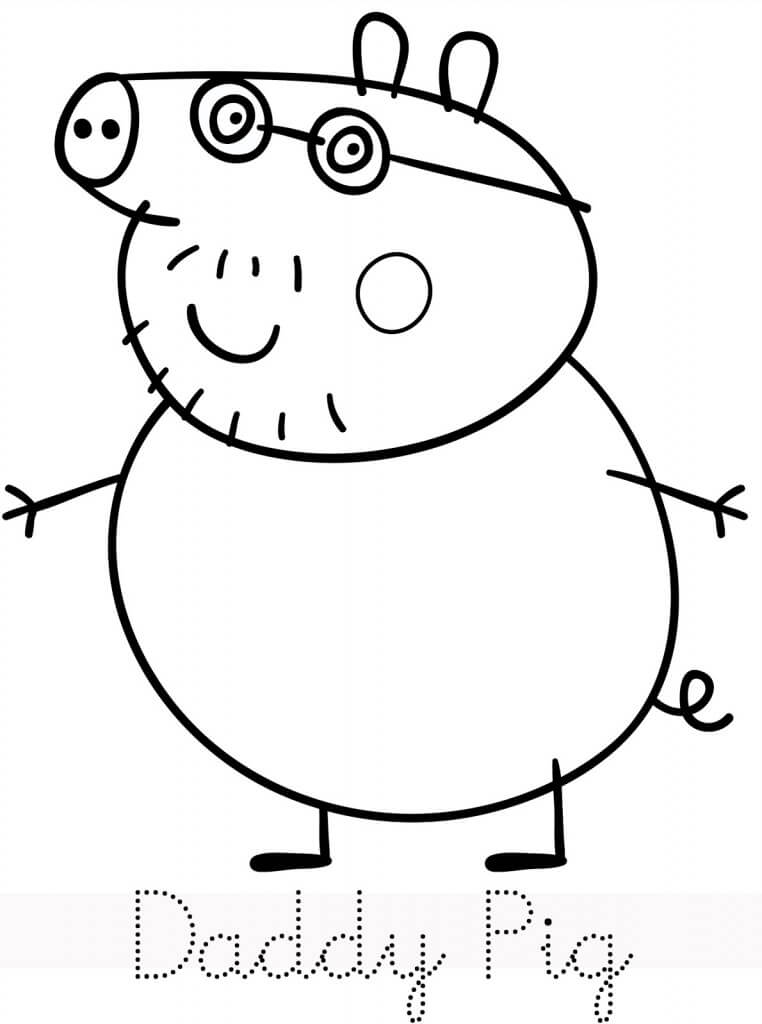 Peppa Pig Daddy Pig Coloring Page