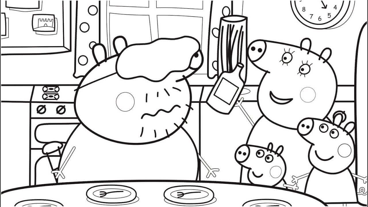 Peppa Pig Family Printable Coloring Pages