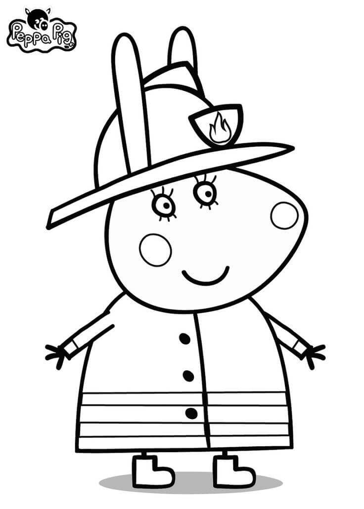 Peppa Pig Fireman Coloring Pages