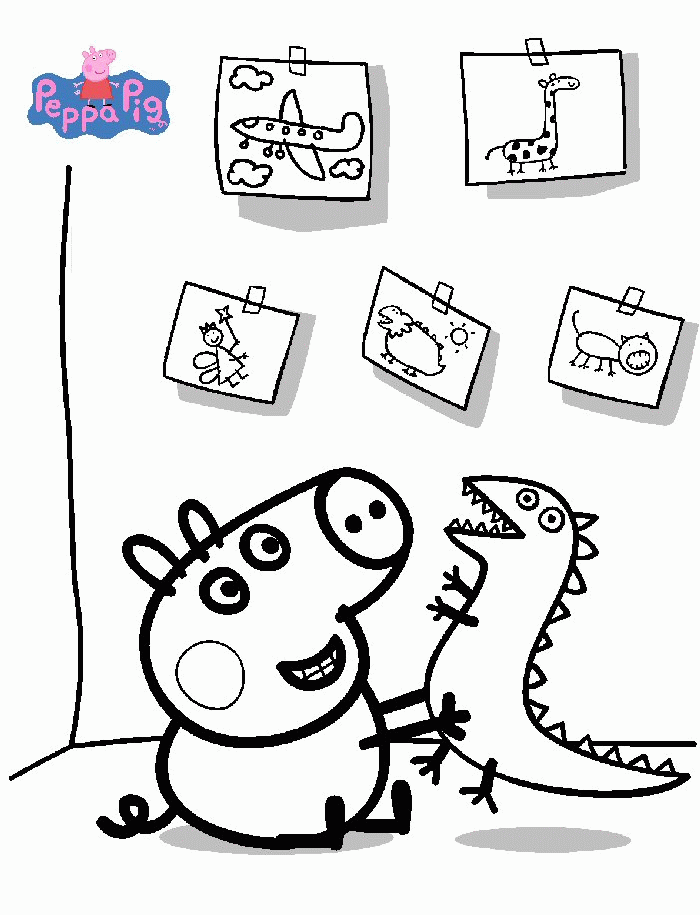 Peppa Pig Playing Coloring Pages