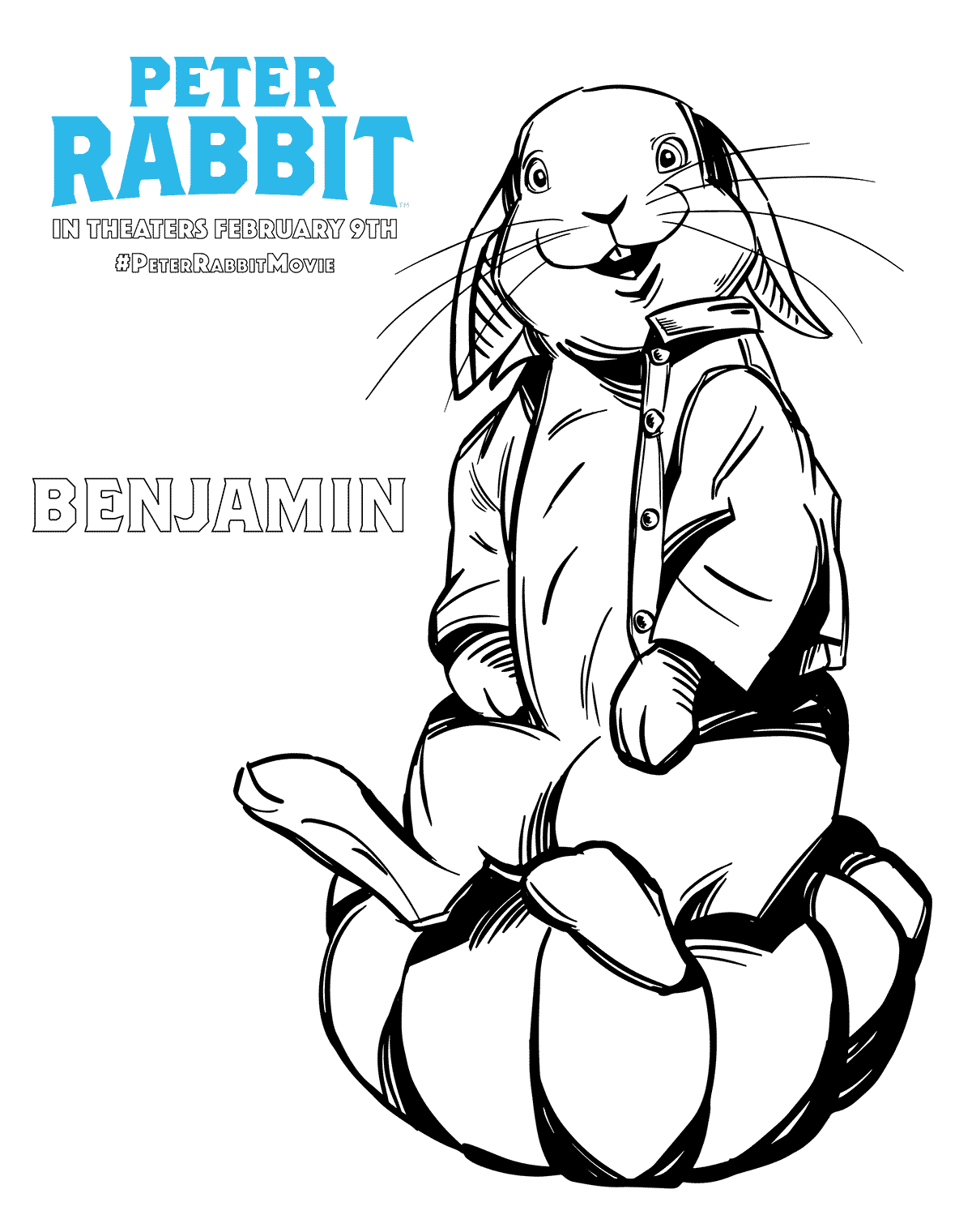 Peter Rabbit Movie Coloring Page - Benjamin