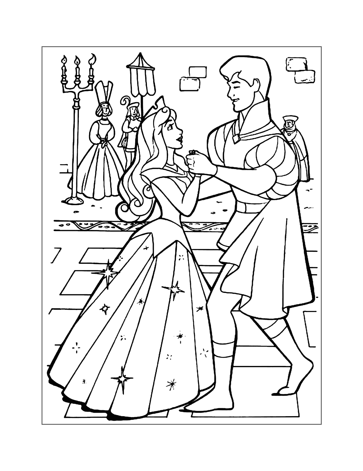 Phillip And Aurora Dance Sleeping Beauty Coloring Page