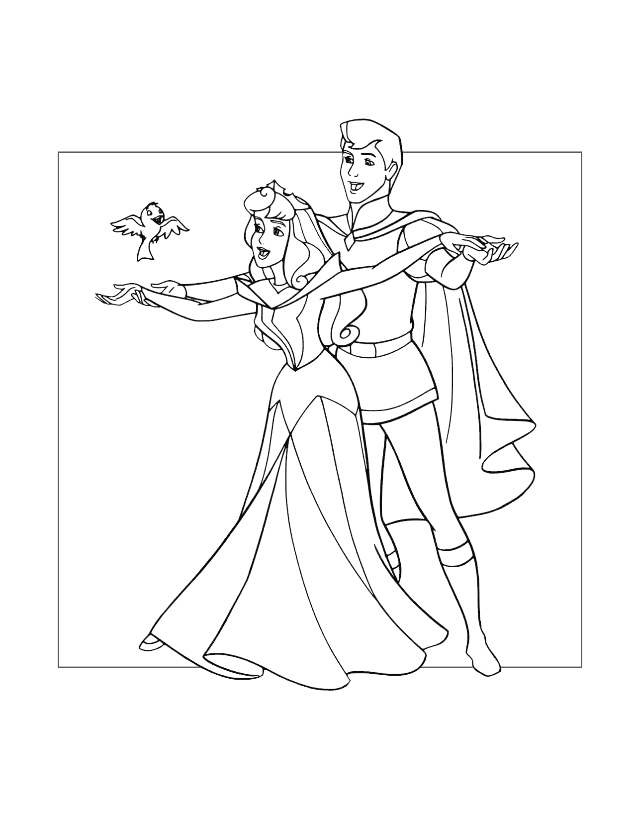 Phillip And Aurora Sing And Dance Coloring Page