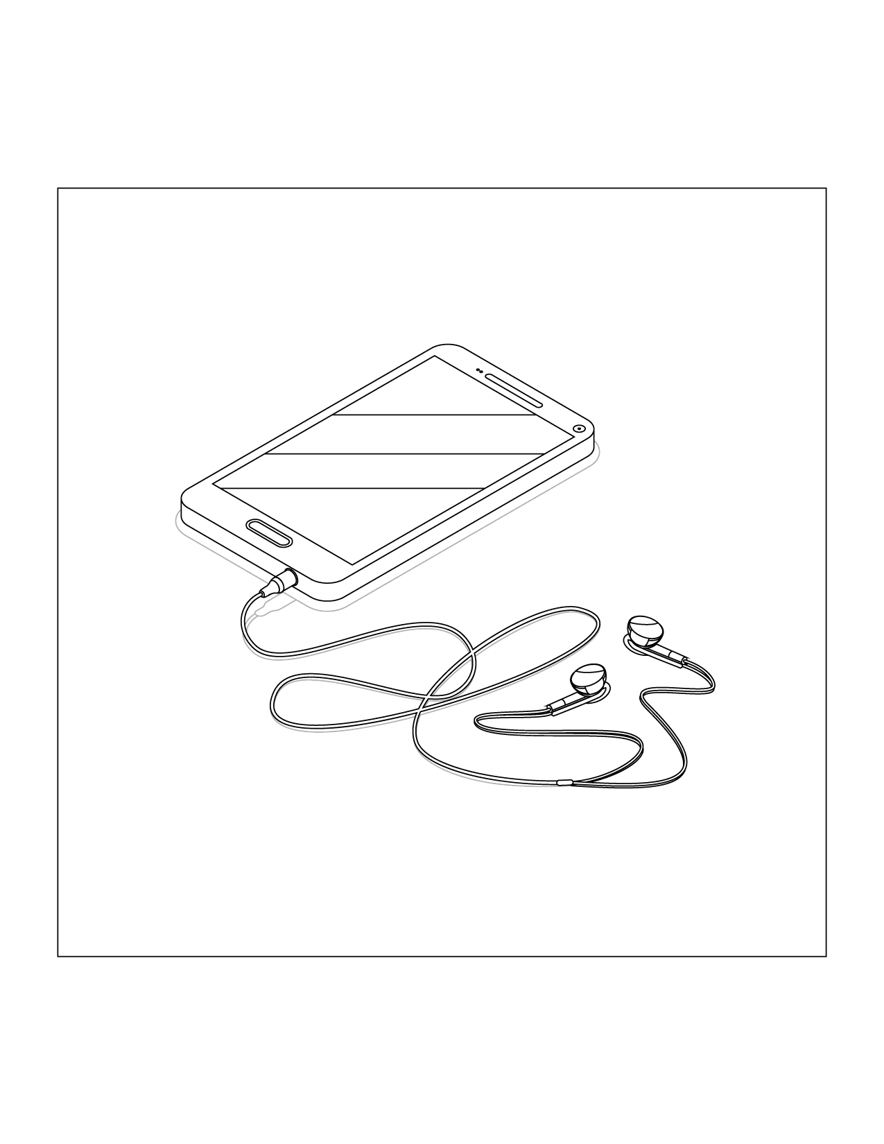 Phone With Earbuds Coloring Page