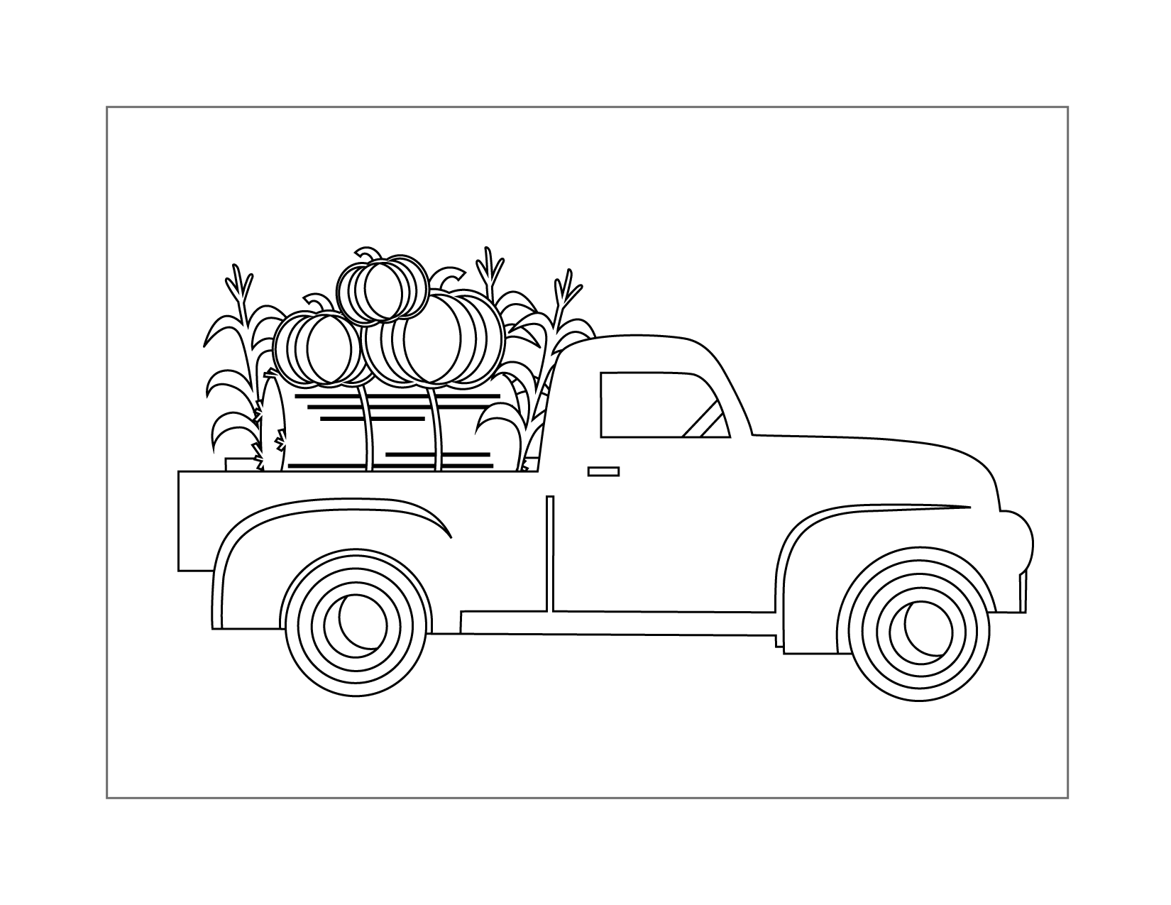 Pickup Truck With Fall Harvest Coloring Page