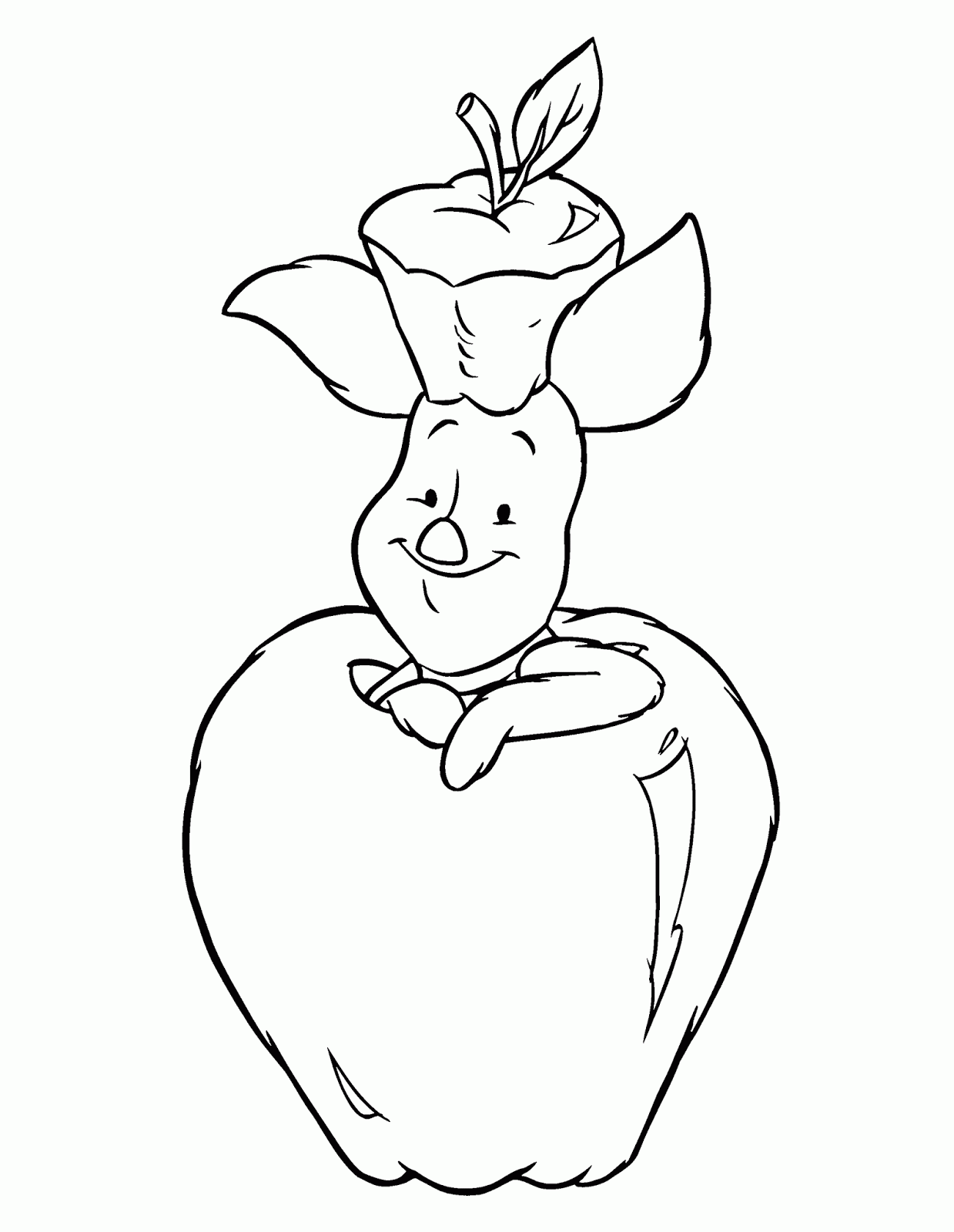 Piglet Apple Winnie the Pooh Coloring Pages