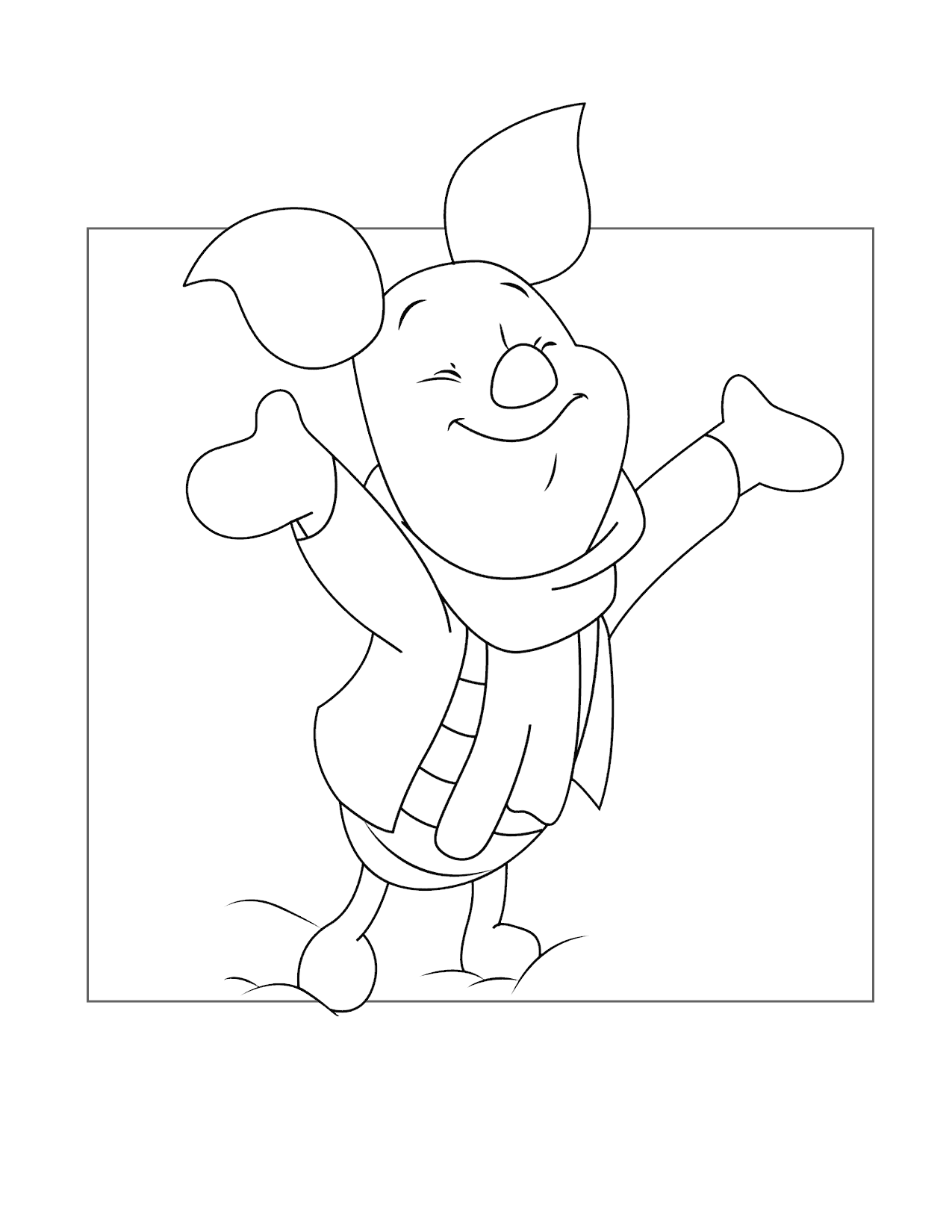 Piglet Dressed For Winter Coloring Page