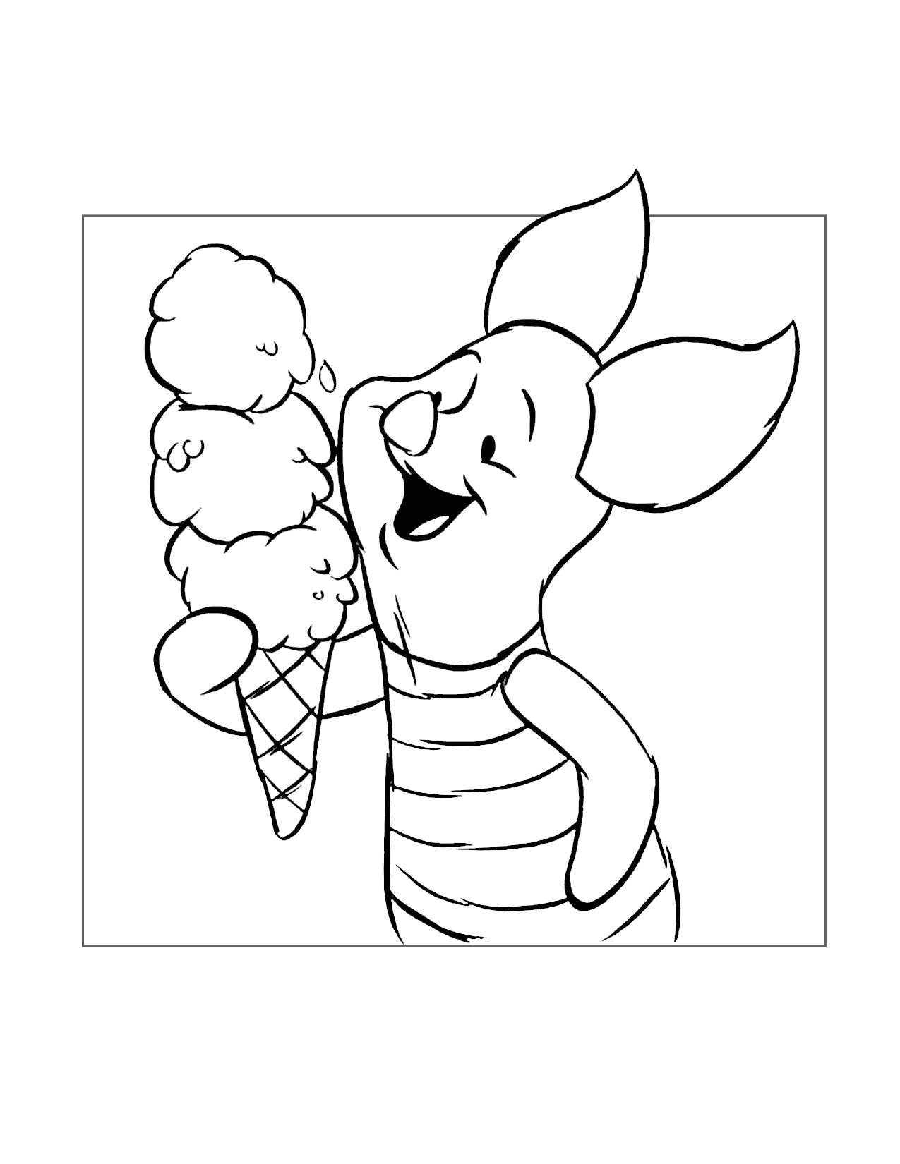 Piglet Eats Ice Cream Coloring Page