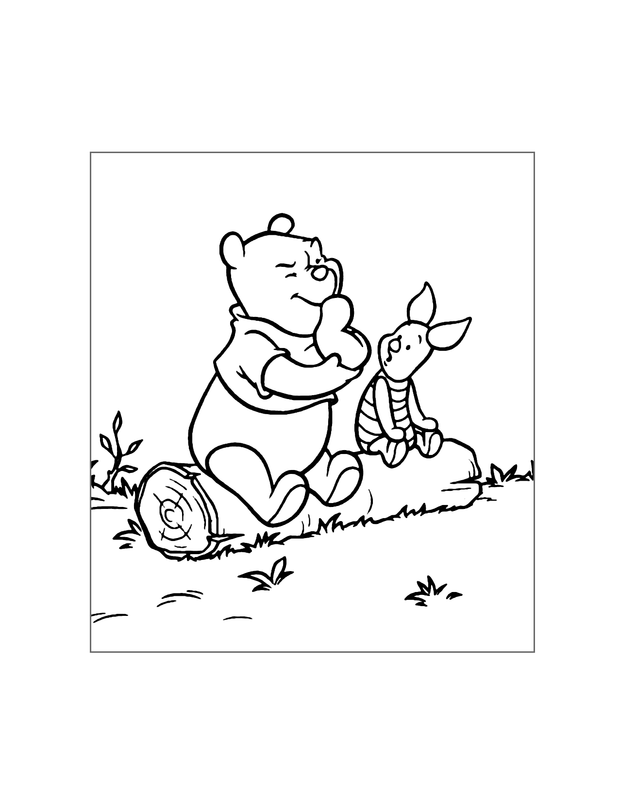 Piglet Helps Pooh Thing Coloring Page
