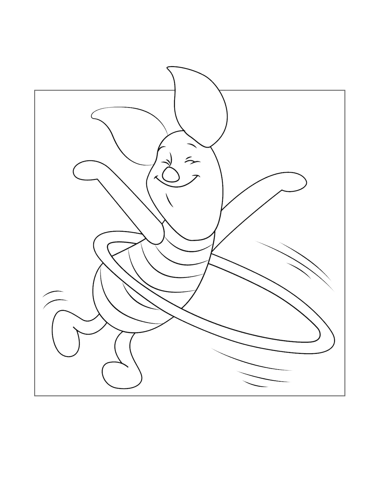 Piglet Hulahooping Coloring Page