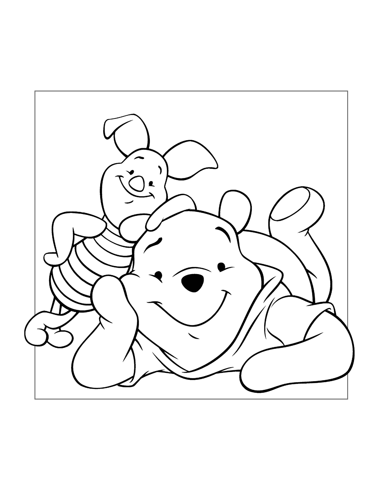 Piglet And Pooh Smiling Coloring Page